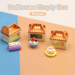 3Pcs 1:12 Dollhouse Miniature Empty Dessert Box Cake Packing Box For Doll House Scene Decor Kids Pretend Play Toys