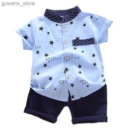 Clothing Sets New Summer Baby Clothes Suit Children Boys Casual Shirt Shorts 2PcsSets Infant Outfits Toddler Fashion Costume Kids Tracksuits Y240412NS9QY240417N