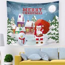 Tapestries Merry Christmas Tapestry Year Background Cloth Santa Claus Fabric Wall Hanging For Bedroom Living Room Dorm Decor