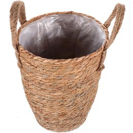 Vases Straw Woven Planter Basket Natural Pot Container Hand Flower