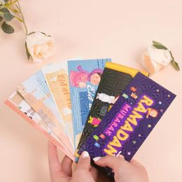 Gift Wrap 6pcs/Set Eid Mubarak Envelopes Paper Money Red Packet Ramadan Decorative Muslim Islamic Festival Decoration Supplies