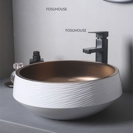 Modern Ceramics Bathroom Sink Mini Washbasin Homestay Sink Round Creative Design Metal Glaze Countertop Bathroom Fixture