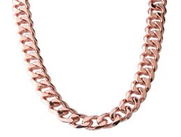 15mm Customization Length Trendy Mens Chain Rose Gold Colour Stainless Steel Necklace For Men Curb Cuban Link Hip Hop Jewellery Chain8980178