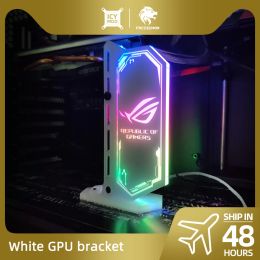 Towers White GPU Bracket RGB VGA Stand Video Card Support ASUS ROG Vertical 12V/5V Customized Gamers MOD PC RTX4090 Blanc Holder DIY