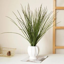 Decorative Flowers 3Pcs 60cm Artificial Onion Grass Large Plants Green Rushes Bundle Fake Leaf Plastic Bunch For Home Office Garden Decor