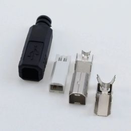 1Pcs DIY Male Printer Port Assembly Adapter Connector USB 2.0 Type B 2 Pin DIY Plug Socket Solder Plastic Shell 4 in 1