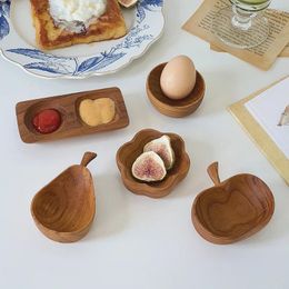 Plates Japan Style Teak Wood Seasoning Dish Eco Natural Pot Sauce Egg Tray Creative Plate Household Tableware