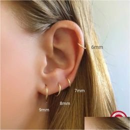 Hoop Huggie Earrings Lennik Real 925 Sterling Sier 6/7/8/9Mm Wire Diameter Small For Women Trendy Fine Jewellery Geometric Accessories D Otdjo