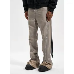 Men's Pants High Street Designer Wear Large Colour Wind Open Zipper Spiral Profile Mop Frayed Hem Bell-Bottom Trousers Banana Jeans For Men