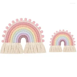 Decorative Figurines Rainbow Wall Hanging Modern Home Reliable Material Iridescent Embellishment Colourful Woven Gift For Kids Room