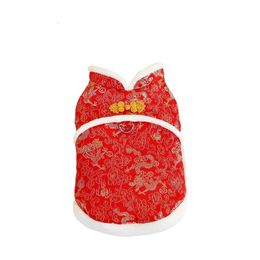 Year Dog Clothes Tang Suit Chinese Spring Festival Pet Clothing Apparel Harness Vest Cat Puppy Coat Jacket Outfit 240412