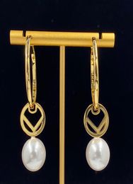 Womens Designer Pearl Earrings Charm Double Ring Letter Pendant Womens Jewellery Fashion Stud Hoop Earrings Mens Ladyies Gift Casual3229133