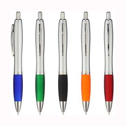 Pens Lot 100pcs Silver Ballpoint Pen Retractable Plastic Gourd Pen Blank Pens for DIY Custom Logo
