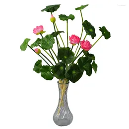 Decorative Flowers Artificial Simulation Mini Silk Lotus 4 Colours Green Plants Decoration For Home El Garden Table Decor Fake