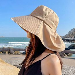 Berets Travel Sun Hats With Neck Flap Fisherman UV Protection Wide Brim Women Sunscreen Outdoor Bucket Summer