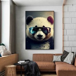 Chinese Cute Panda Posters Prints Pop Art Graffiti Black White Animal Canvas Painting Wall Picture for Living Room Home Decor