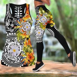 Supplies Amazing Polynesian Turtle Tattoo & Hibiscus 3d All Over Printed Legging & Tank Top Sexy Elastic Female Skinny Leggings Ddk34