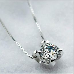 Brand Jewellery White Sapphire Stone Cubic Zirconia Pendant 925 Silver Necklace for Women 7946490