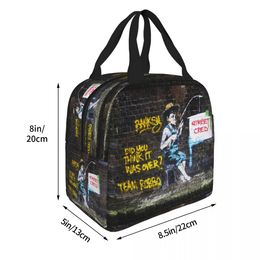 BANKSY VS Robbo War - Fishing Boy Insulated Lunch Bag Large Meal Container Thermal Bag Lunch Box Tote Outdoor Food Storage Bags