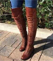 Boots XDA 2022 Women039s Over Knee High Boot Lace Up Slim Thigh Heel Long Shoes Heels A116773201