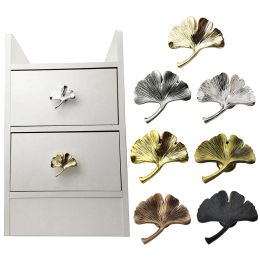 Ginkgo Leaf Shape Drawer Handle Zinc Alloy Furniture Pulls Door Cabinets Knobs Hardware For Kids Bedroom Decor