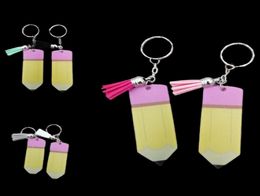 Creative Teachers Day Keychain Fashion Acrylic Pencil Dangle Charms Key Ring Personalise Small Tassel Keyring Festival Party Gift 5026208