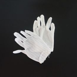 Hot Antiskid Anti-static Anti-skid White Gloves New Polyester Glove ESD BGA Repairing Soldering Working Use