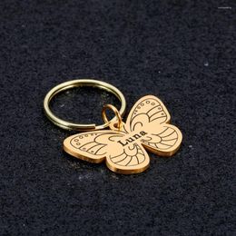 Dog Tag Personalised Collar Colour Butterfly Pendant For Medal With Engraving Name Number Customised Kitten Puppy Accessories