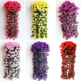 Decorative Flowers 80CM Violet Artificial Flower Party Decoration Simulation Valentine S Day Wedding Wall Hanging Basket Orchid Fake