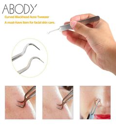 Wholesale-Bend Curved Blackhead Clip Tweezer Stainless Steel Pimple Comedone Remover Extractor Facial Skin Cleaning Tool5013339