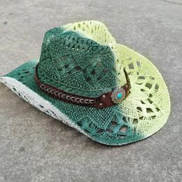 Berets Western Cowboy Straw Hat Hollow Women Fashion Handknitted Party Outdoor Summer Sunshade Sombrero Vaquero Hombre