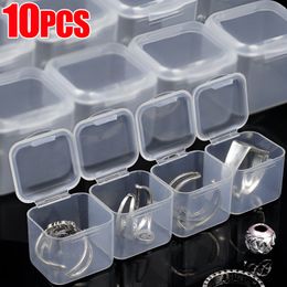 10/1PCS Square Storage Box Plastic Transparent Earrings Rings Jewellery Beads Packaging Storage Case Small Jewellery Organiser Box