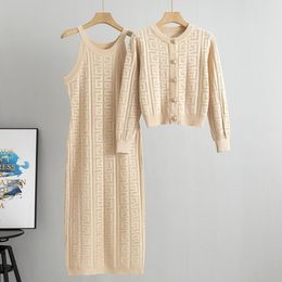 Two Piece Dress for women luxury sweaters long sleeve cardigan designer sweater Camisole dresses sets