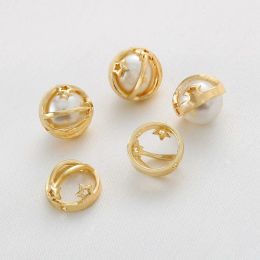 10Pcs Brass Half Beads Spacer Half Round Split Metal Balls Frame with 2 Hole for Diy Jewelry Making, Beading and Craft Projects