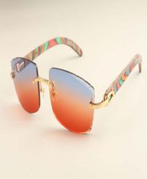 2019 new factory direct luxury fashion ultra light sunglasses 3524015F natural color wooden temple sunglasses engraving mirror3650029