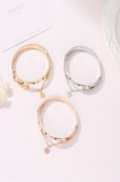 Rose Gold Stainless Steel Bracelets Bangles Female Heart Forever Love Brand Charm Bracelet for Women Famous Jewelry3063247