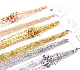 1mm 2mm Stainless Steel Link Chains Silver Gold Rose Gold Color 4560cm Women Men DIY Necklaces Jewelry Fit Pendant Bulk 10pc7603453