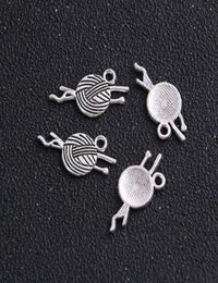 200pcsLot Antique Silver Plated Yarn Ball Knit Crochet Charms Pendants for Jewelry Making Bracelet DIY Handmade 12x24mm4639407