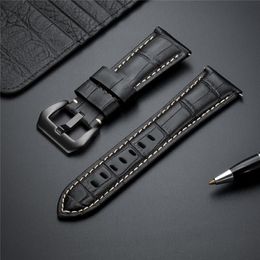 Watch Bands Bamboo Pattern Genuine Leather Watchbands Accessories Stainless Steel Buckle High Quality Replacement Watches Straps246v