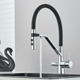 Philtre Faucet Brass 360 Rotate Kitchen Faucet Shower/Stream Model Sparyer Head, Flexible Pipe Hot/Cold Water Crane