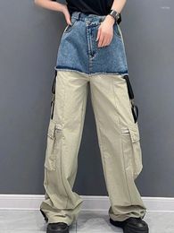 Women's Pants Vefadisa 2024 Spring Summer Workwear Denim Panel Long Large Pockets Casual Street Style Loose Women WXY155
