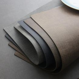 Table Mats Thickened PU Leather Placemats American Cloth Pattern Dining Western El Heat Insulation Pads 2Pcs