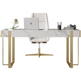 Light luxury desk, modern simple rock slab desk design, model room, computer desk, bedroom study, writing desk