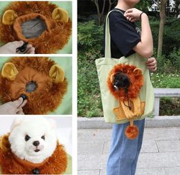 Cat Carriers Cute Lion-shaped Shoulder Bag Can Be Exposed Pet Canvas And Dog Portable Tote Small Carrier Breathable Supply