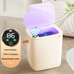 18L Automatic Sensor trash Can IPX5 Waterproof Bathroom Smart Trash Bin TypeC Recharging Electric Wastebin Toilet Wastebasket 240408