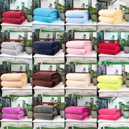 Blankets Moran Home Textile Thickened Solid Colour Flannel Blanket Double-Sided Fleece Air Conditioning Office Nap Yoga Small Blan