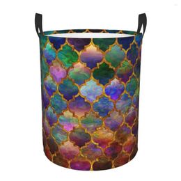 Laundry Bags Arabic Moroccan Mosaic Foldable Baskets Dirty Clothes Toy Sundries Storage Basket Home Organizer Large Waterproof Bucket