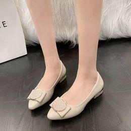 Soft leather single shoes for womens business shoes thick heels medium heels professional pointed high heels simple small leather shoes for women 35-4 l3Ix#