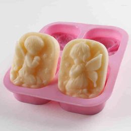 Baking Moulds 4 Holes Angels Baby Silicone Mould Girl Boy Shape 3D Resin Craft Soap Form Candle For Wedding Tools