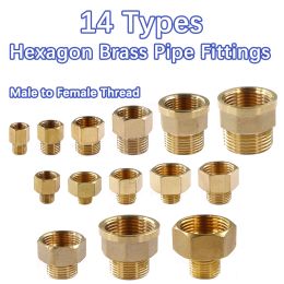 1/8" 1/4" 3/8" 1/2" 3/4" 1" Brass Hex Nipple Pipe Fittings Female x Male Thread Connect Repair Joints Reducer Hexagonal Bushing